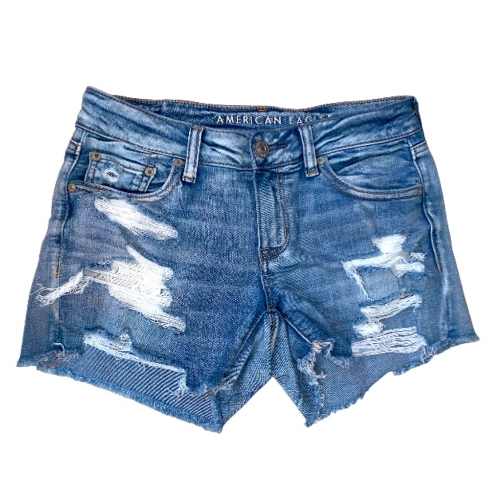 AEO American Eagle Outfitters ripped distressed denim jean shorts women’s size 4